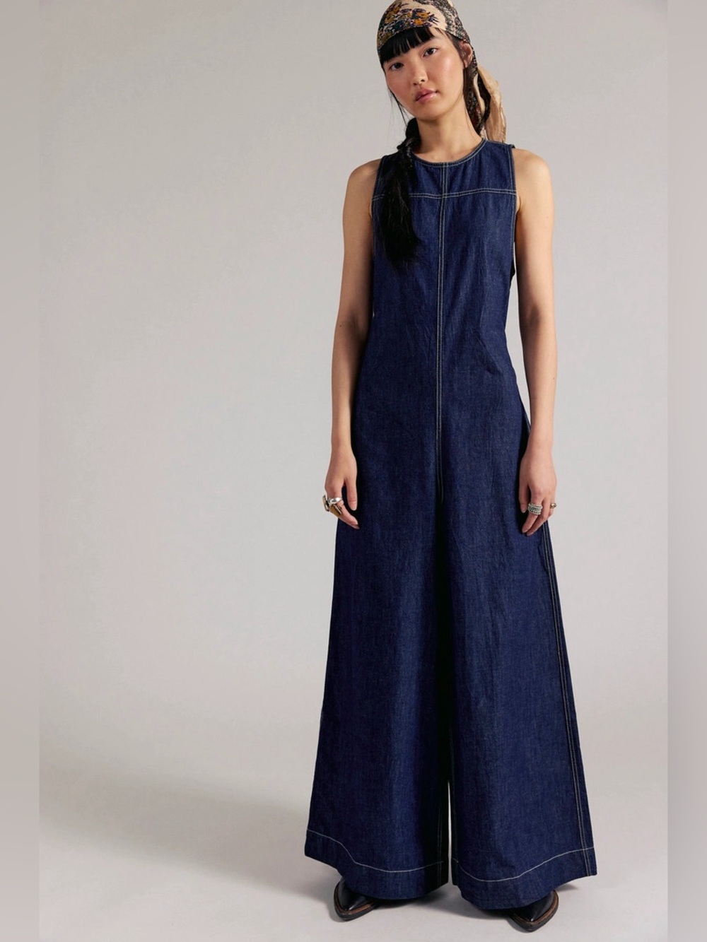 NWT FREE PEOPLE WE THE FREE Do No Wrong Jumpsuit | Chemistry/Navy MSRP $148 | S